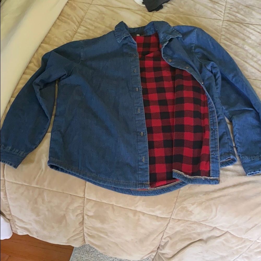 Fleece lined denim shirt